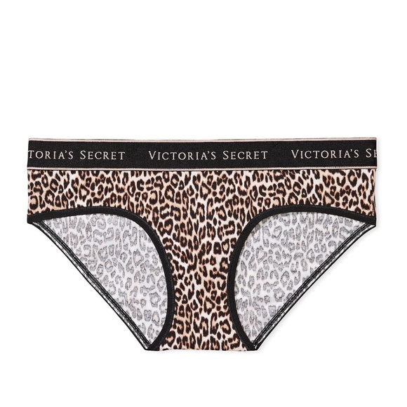 Victoria's Secret Logo Cotton Hiphugger Panty Leopard Print Large NEW - Picture 4 of 6